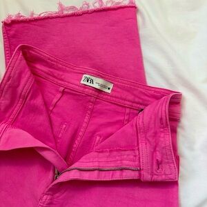 Pink Zara straight leg jeans